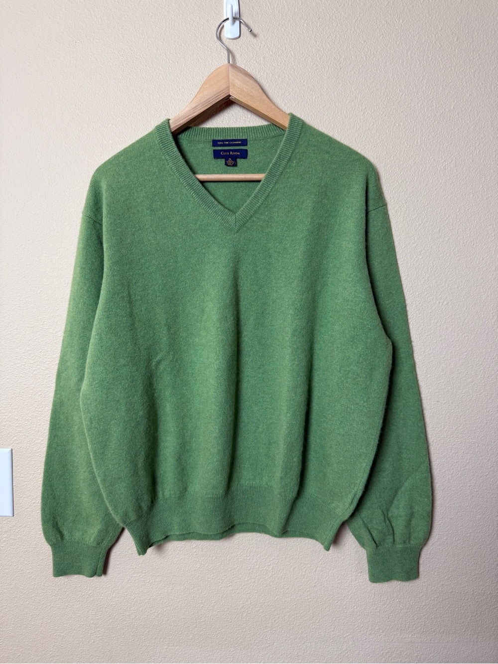 Club Room Cashmere Green V-Neck Sweater Size XL